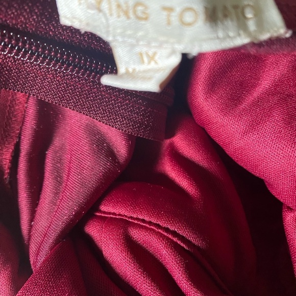 FLYING TOMATO BLOW A KISS VELVET BURGUNDY WIDE LEG ELEGANT PARTY JUMPSUIT 1X - Picture 3 of 16